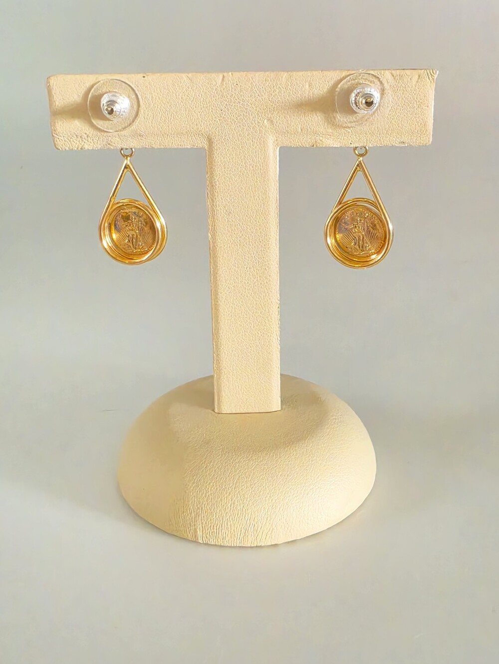 Walking Liberty Miniature Coin 14k Gold Earrings - Picture 8 of 15